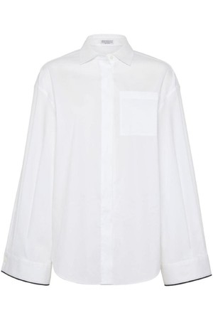 브루넬로 쿠치넬리 여성 셔츠 블라우스 SHINY CUFF DETAIL COTTON SHIRT NB30