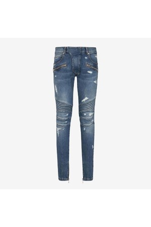 발망 남성 청바지 Balmain Skinny Distressed Denim Biker Jeans NB25