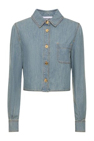 모스키노 여성 데님셔츠 Cotton chambray cropped shirt NB01