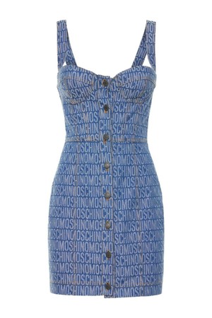 모스키노 여성 원피스 Denim jacquard logo bustier mini dress NB01