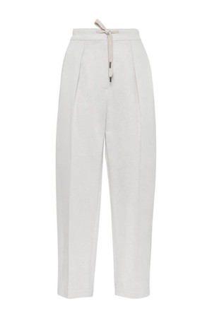 브루넬로 쿠치넬리 여성 바지 LINEN AND COTTON BLEND SLOUCHY TROUSERS NB30