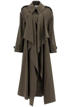 알렉산더 맥퀸 여성 트렌치코트 double breasted trench coat with draped NB02