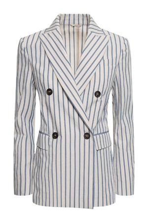 브루넬로 쿠치넬리 여성 자켓 Double breast striped cotton jacket NB01