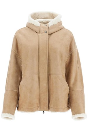 브루넬로 쿠치넬리 여성 레더 자켓 reversible shearling jacket NB02