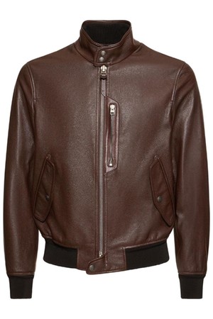 톰포드 남성 가죽 자켓 Harrington tumbled grain leather jacket NB01