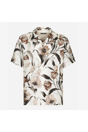 돌체앤가바나 남성 셔츠 Dolce   Gabbana Hawaiian Tulip Print Silk Shirts NB25