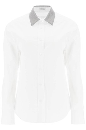 브루넬로 쿠치넬리 여성 셔츠 블라우스  shirt with beaded collar NB02