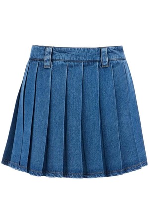 미우미우 여성 스커트 lightweight denim pleated mini skirt NB02