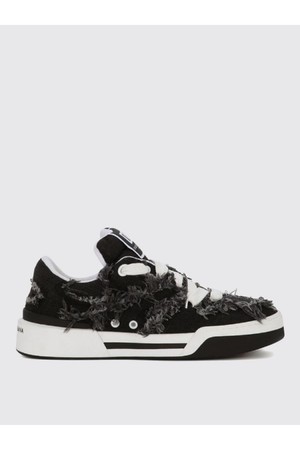 돌체앤가바나 남성 스니커즈 Dolce   gabbana new roma sneakers in cotton and leather with fringed details NB03