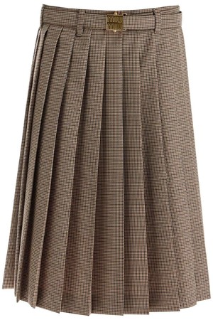 미우미우 여성 스커트 pleated midi skirt in houndst NB02