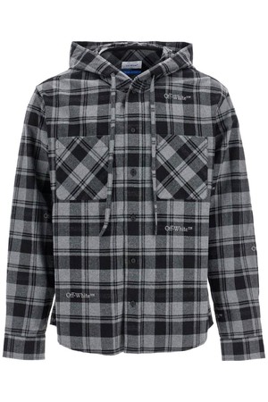 오프화이트 남성 파카 checked overshirt with hood NB02