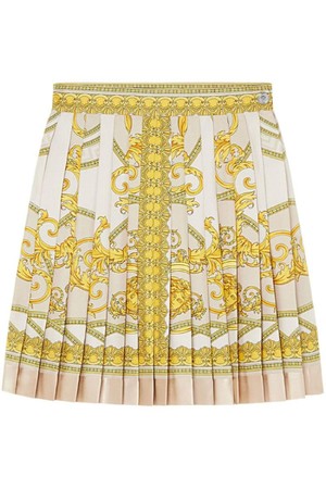 베르사체 여성 스커트 BAROCCO PRINT SILK PLEATED MINI SKIRT NB30