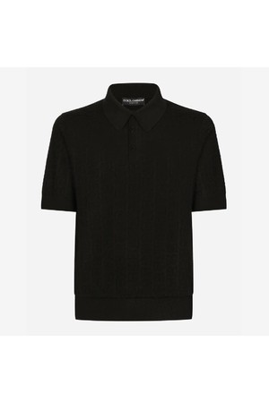 돌체앤가바나 남성 니트 스웨터 Dolce   Gabbana Silk Jacquard DG Logo Polo Shirt NB25