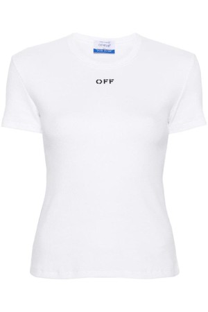 오프화이트 여성 티셔츠 White t shirt with logo NB19