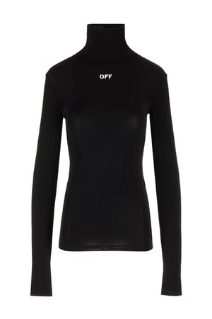 오프화이트 여성 티셔츠 Off Logo fitted mock neck Top NB19