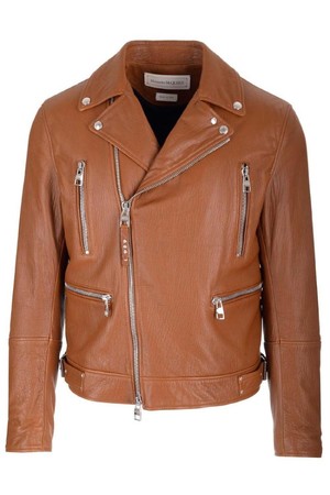 알렉산더 맥퀸 남성 자켓 Tobacco leather biker jacket NB19