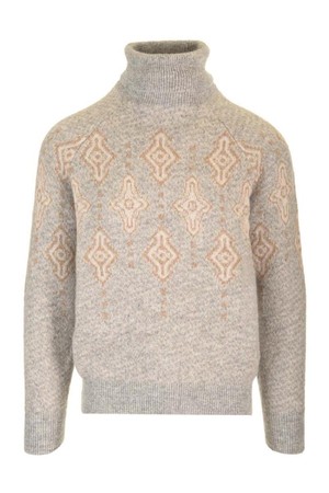 브루넬로 쿠치넬리 남성 스웨터 Geometric Jacquard turtleneck sweater NB19