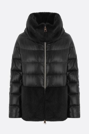 에르노 여성 패딩 ultralight nylon and faux fur down jacket NB26