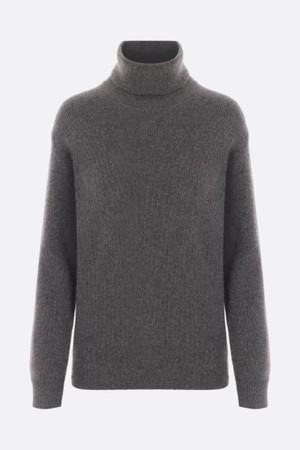 브루넬로 쿠치넬리 여성 니트 스웨터 ribbed cashmere turtleneck with monili NB26