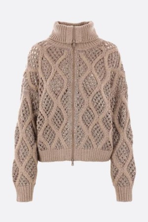 브루넬로 쿠치넬리 여성 니트 스웨터 Dazzling Net   Cable cashmere full zip cardigan NB26