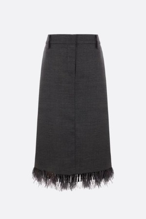 브루넬로 쿠치넬리 여성 스커트 Sartorial Column wool skirt with Dazzling Feather insert NB26