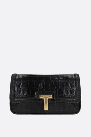 톰포드 여성 숄더백 T shoulder bag in crocodile embossed leather NB26