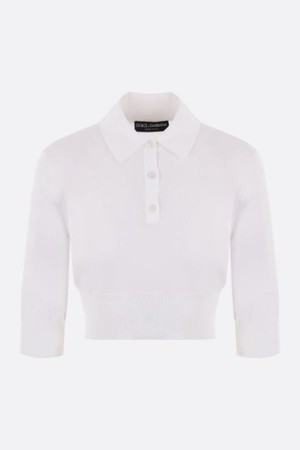 돌체앤가바나 여성 폴로티 cotton blend knit cropped polo shirt NB26