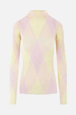 버버리 여성 니트 스웨터 Argyle cotton and silk pullover NB26