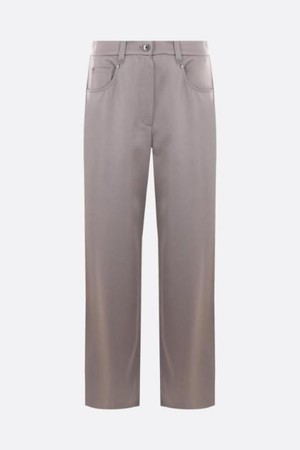 브루넬로 쿠치넬리 여성 바지 straight leg satin cady trousers with Shiny Bartack NB26