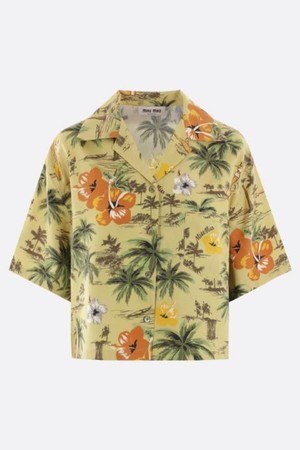 미우미우 여성 셔츠 Hawaii printed silk bowling shirt NB26