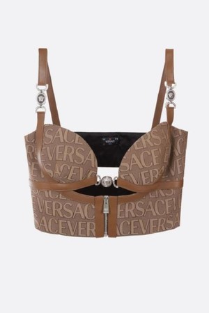 베르사체 여성 티셔츠 Versace Allover jacquard canvas bralette top NB26