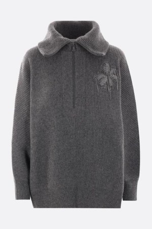 브루넬로 쿠치넬리 여성 니트 스웨터 cashmere half zip sweater with Precious Flower Crest NB26