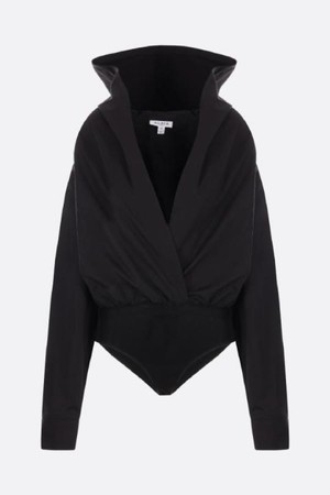 알라이아 여성 티셔츠 cotton poplin hooded bodysuit NB26