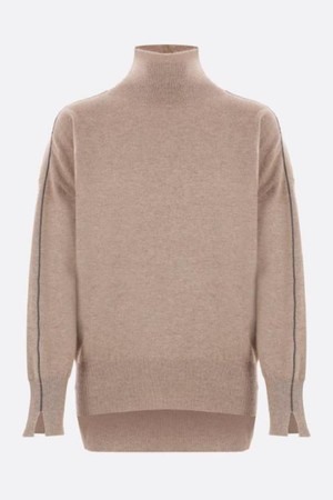 브루넬로 쿠치넬리 여성 니트 스웨터 cashmere sweater with Shiny Sleeve Trim NB26