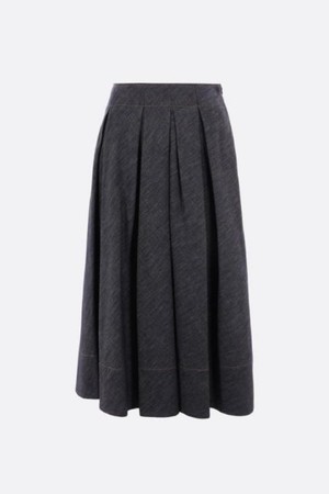 브루넬로 쿠치넬리 여성 스커트 denim effect twill pleated circle skirt NB26