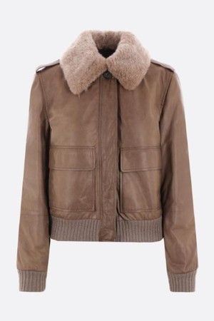 브루넬로 쿠치넬리 여성 레더 자켓 Country nappa padded bomber jacket NB26