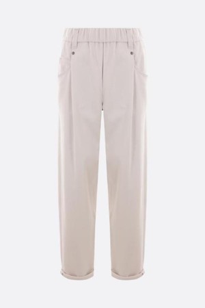 브루넬로 쿠치넬리 여성 크롭 팬츠 stretch cover baggy trousers with Shiny Bartack NB26