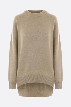 브루넬로 쿠치넬리 여성 니트 스웨터 cashmere and silk oversize pullover with sequins NB26