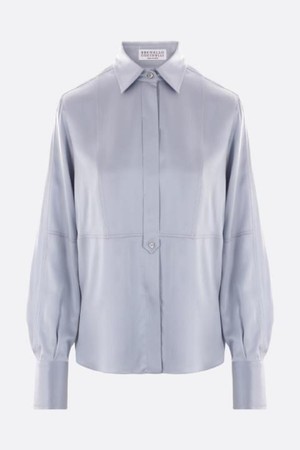 브루넬로 쿠치넬리 여성 셔츠 stretch satin shirt with monili NB26