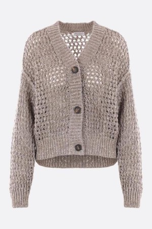 브루넬로 쿠치넬리 여성 니트 스웨터 silk and linen blend cardigan with sequins NB26