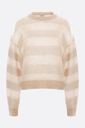 브루넬로 쿠치넬리 여성 니트 스웨터 mohair wool pullover with sequinned stripes NB26