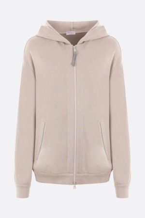 브루넬로 쿠치넬리 여성 맨투맨 후드 interlock full zip hoodie with Precious Zipper Pull NB26