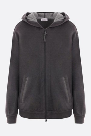 브루넬로 쿠치넬리 여성 맨투맨 후드 interlock full zip hoodie with Precious Zipper Pull NB26