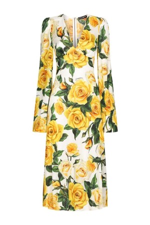 돌체앤가바나 여성 원피스 ROSE PRINTED ORGANZINO SILK MIDI DRESS NB30