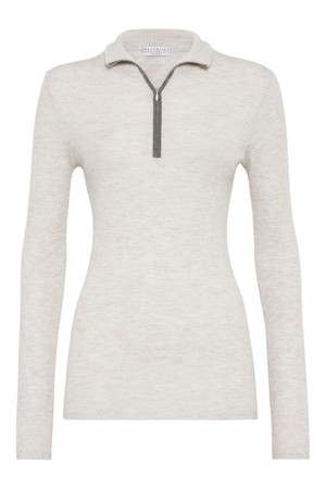 브루넬로 쿠치넬리 여성 스웨터 CASHMERE SWEATER WIHT PRECIOUS HALF ZIP NB30