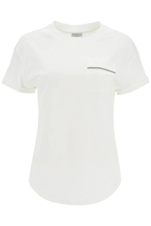 브루넬로 쿠치넬리 여성 티셔츠  shiny pocket detail t shirt NB02