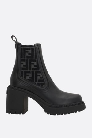 펜디 여성 부츠 Domino biker boots in smooth leather and FF fabric NB26