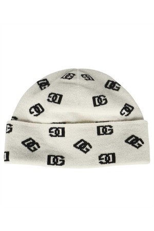 돌체앤가바나 남성 모자 Dolce   Gabbana GXM11T JEMA4 DG INTARSIA KNIT Beanie   White NB24