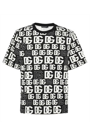 돌체앤가바나 남성 티셔츠 Dolce   Gabbana G8NC5T HS7KG ALL OVER DG LOGO PRINT T shirt   Black NB24