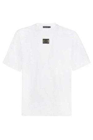 돌체앤가바나 남성 티셔츠 Dolce   Gabbana G8NC5T FUGK4 LOGO PLAQUE SHORT SLEEVED T shirt   White NB24